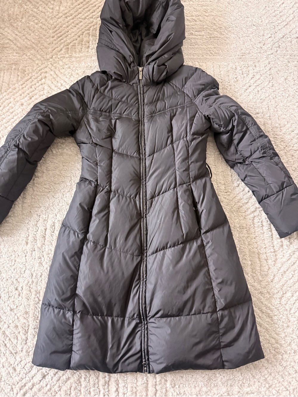 Add Women's Long Hooded Puffer Coat - Black